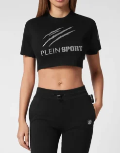 Cropped T-shirt Round Neck Scratch