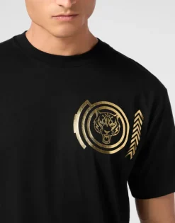 Plein Sport Cotton T-shirt Round Neck SS Lamina Tiger