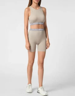 Rib Seamless Biker Shorts Logo