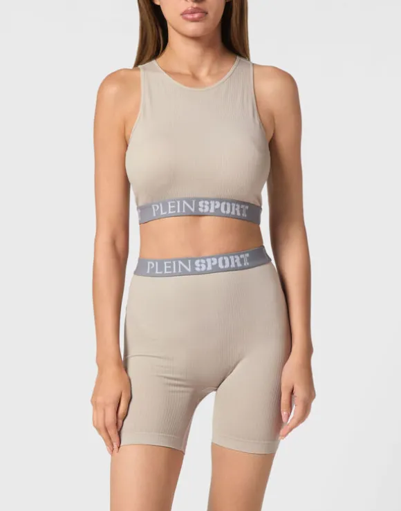 Rib Seamless Training Sport Bra Logo