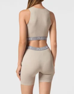 Rib Seamless Training Sport Bra Logo