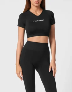 Seamless Cropped T-shirt V-Neck SS Logo