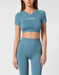 Seamless Cropped T-shirt V-Neck SS Logo