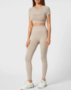 Seamless Cropped T-shirt V-Neck SS Logo