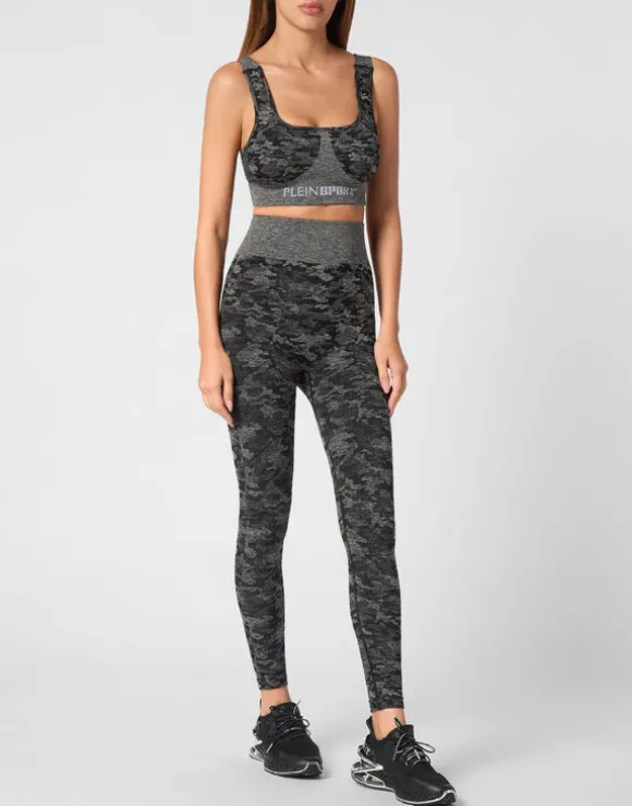 Seamless Crossed Straps Sport Bra Logo