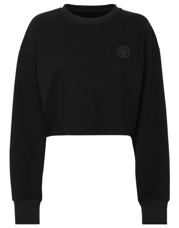 Sponge Cropped Sweatshirt Round Neck LS