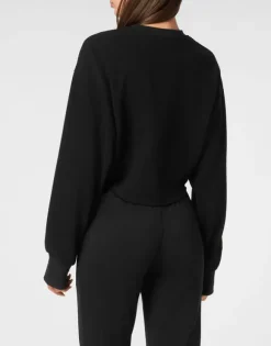 Sponge Cropped Sweatshirt Round Neck LS