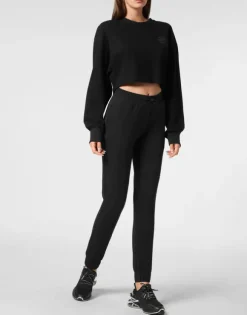 Sponge Cropped Sweatshirt Round Neck LS