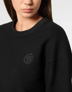 Sponge Cropped Sweatshirt Round Neck LS