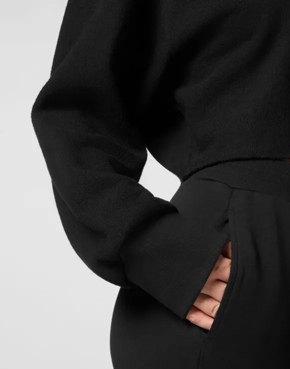 Sponge Cropped Sweatshirt Round Neck LS